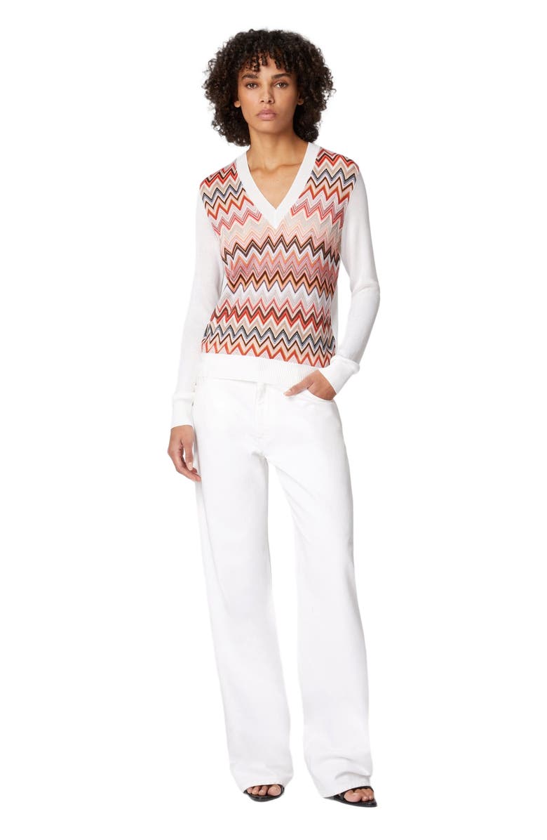 Missoni Viscose-blend Sweaters With Chevron Insert And V-neck, Alternate, color, Multicoloured