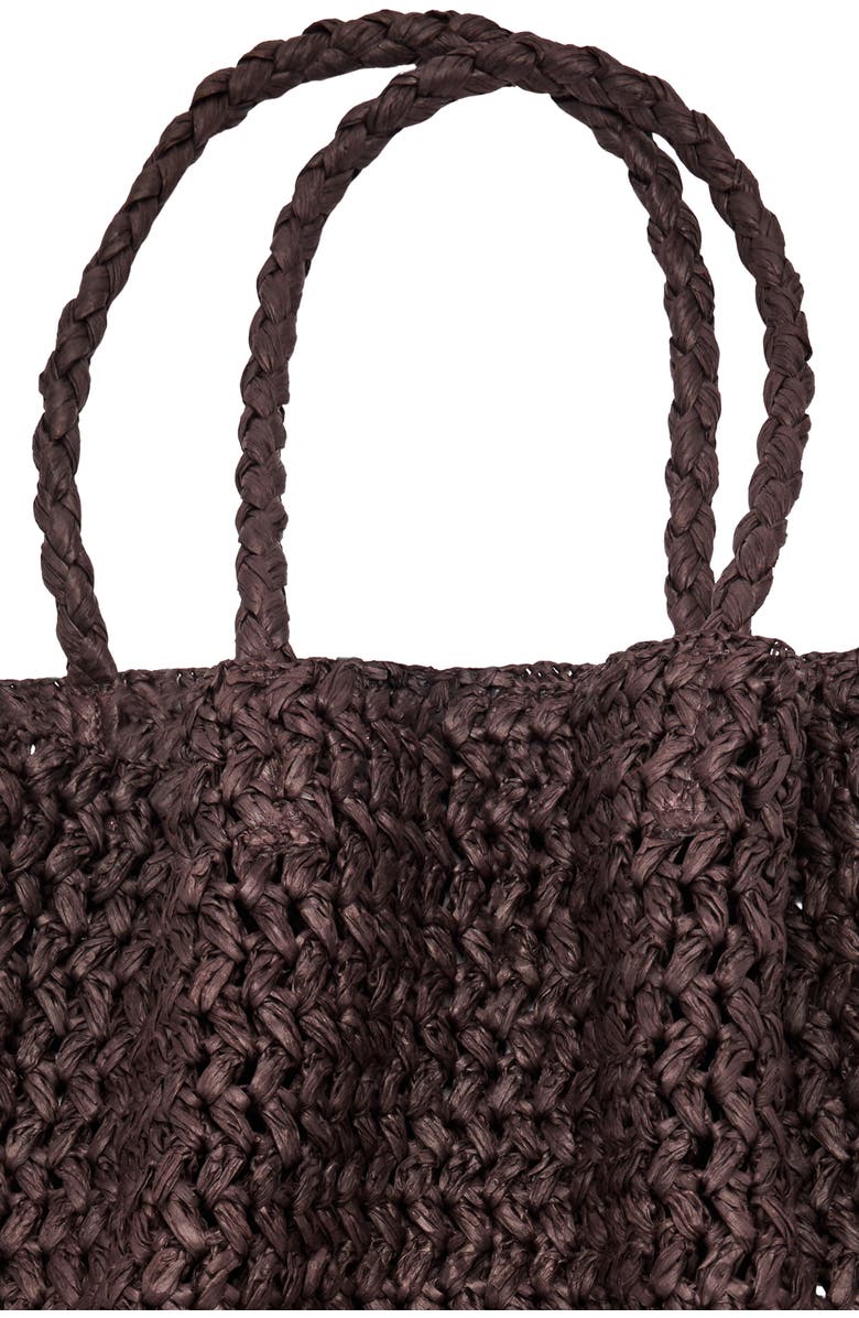MANGO Maxi Natural Fiber Tote, Alternate, color, Chocolate