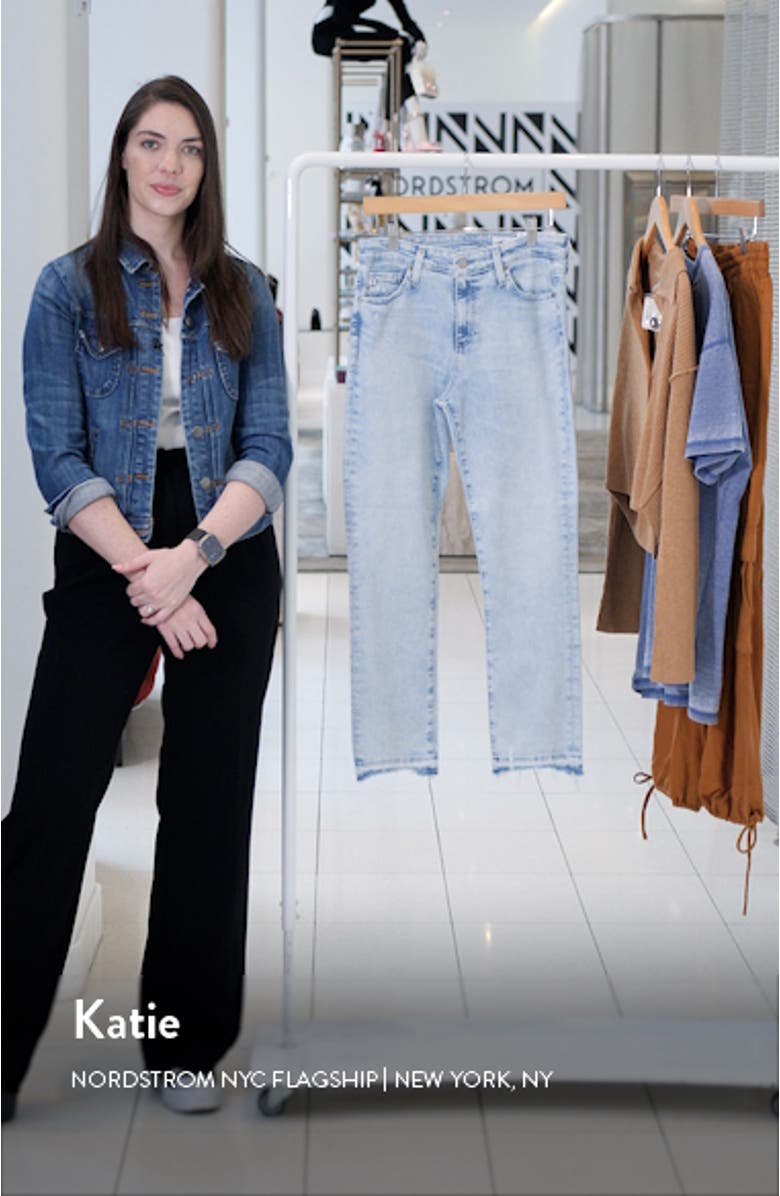 Mari Distressed Raw Hem Crop Straight Leg Jeans, sales video thumbnail