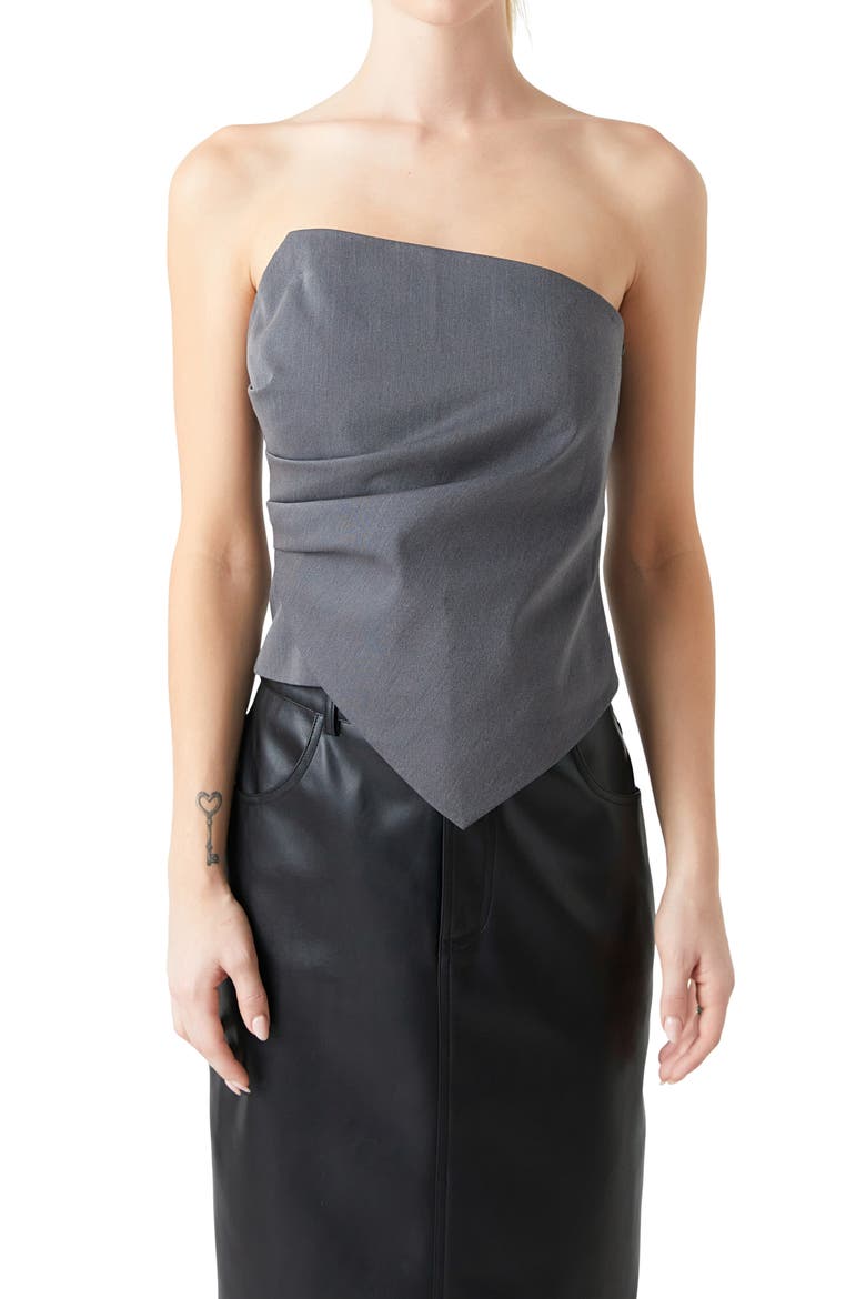 Drape Corset Top, Alternate, color, GREY