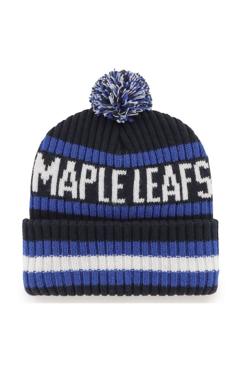Men's '47 Navy Toronto Maple Leafs Bering Cuffed Knit Hat with Pom, Alternate, color, NAVY