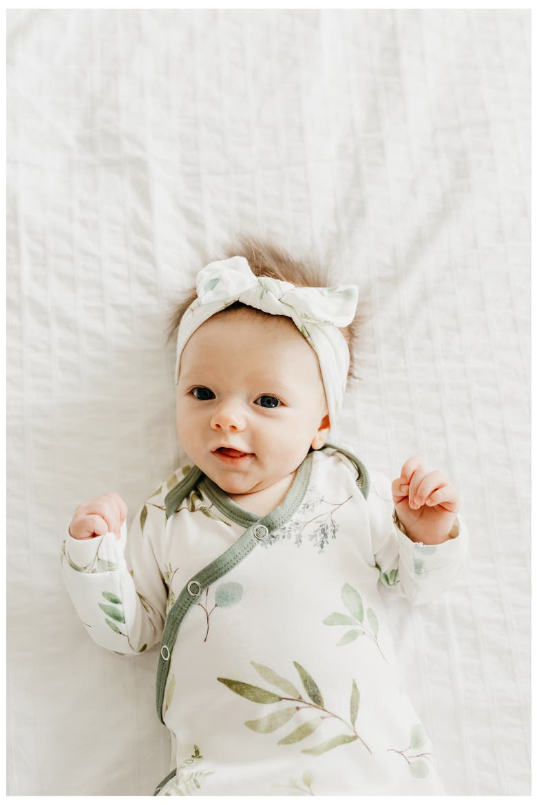 Zella Newborn Knotted Gown, Alternate, color, HAVEN
