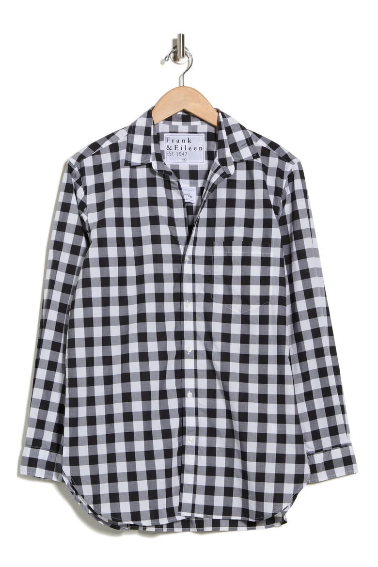 Relaxed Fit Cotton Button-Up Shirt, Alternate, color, BLACK AND WHITE CHECKER