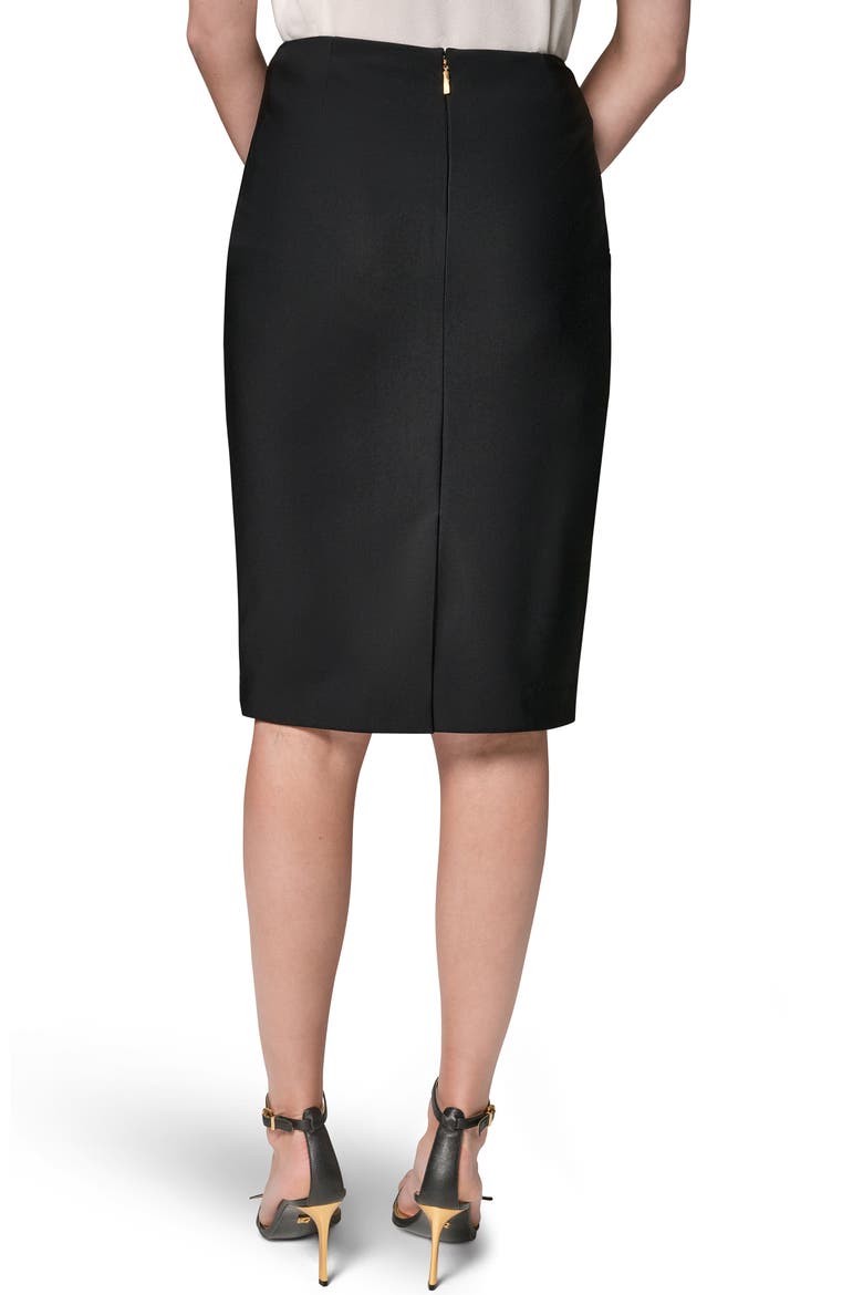 Stretch Crepe Pencil Skirt, Alternate, color, BLACK