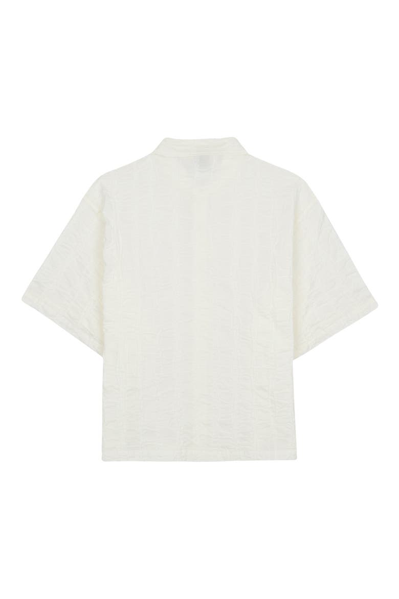 Twisted Piping Embroidered Cotton Button-Up Shirt, Alternate, color, NATURAL