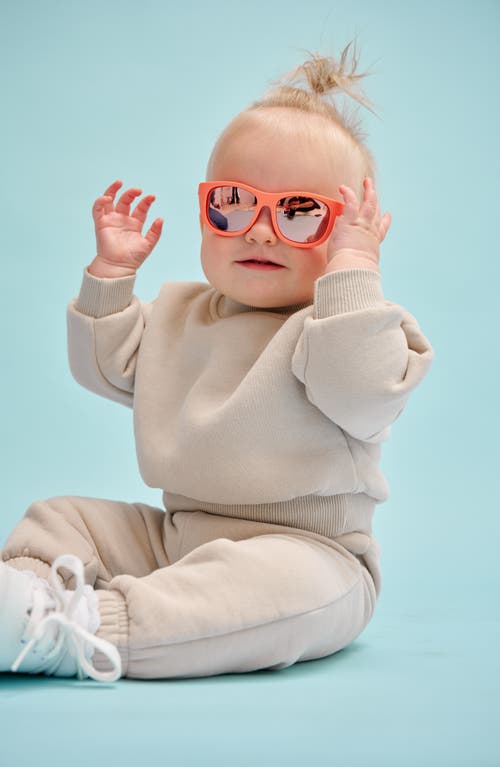 Babiators Kids' Jet Black Polarized Navigator Sunglasses In Perfectly Papaya