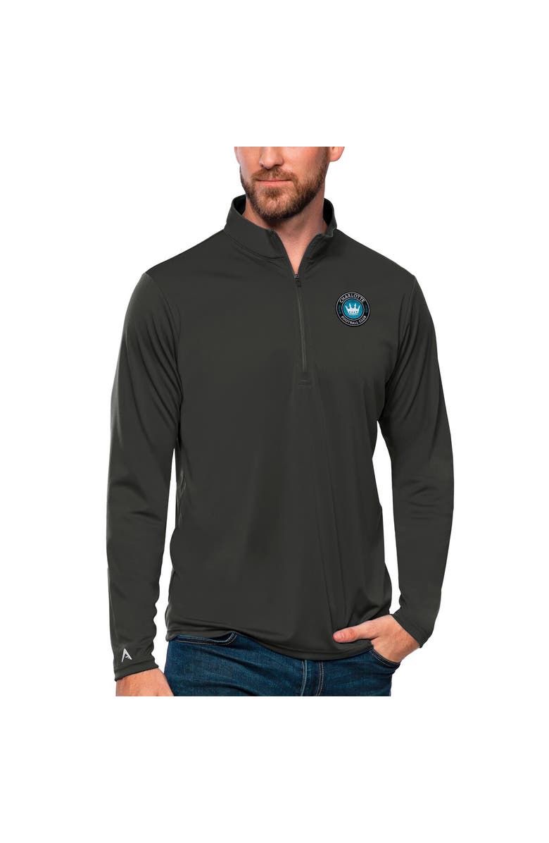 ANTIGUA Men's Antigua Charcoal Charlotte FC Tribute Quarter-Zip Pullover Top, Main, color, Charcoal