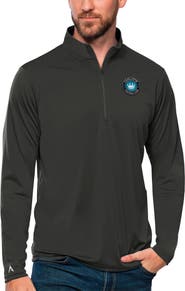 ANTIGUA Men's Antigua Charcoal Charlotte FC Tribute Quarter-Zip Pullover Top