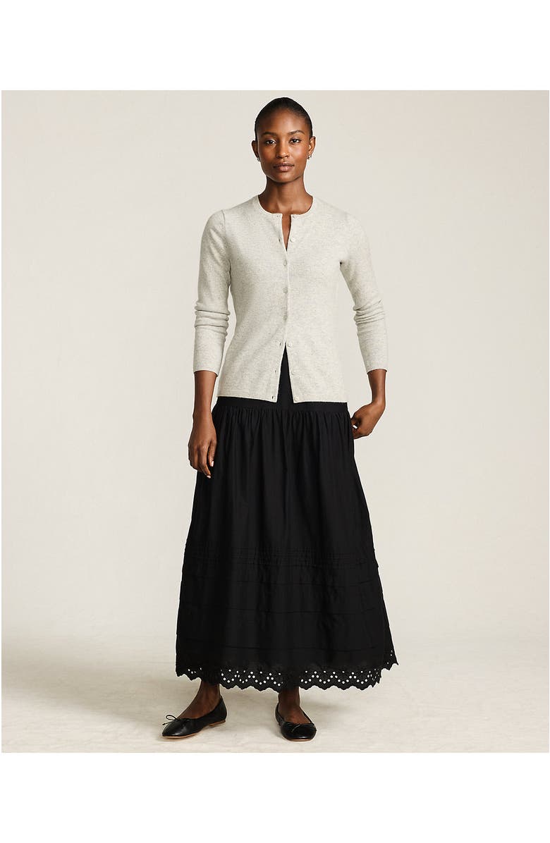 Lands' End Voile Tiered Eyelet Maxi Skirt, Alternate, color, Black