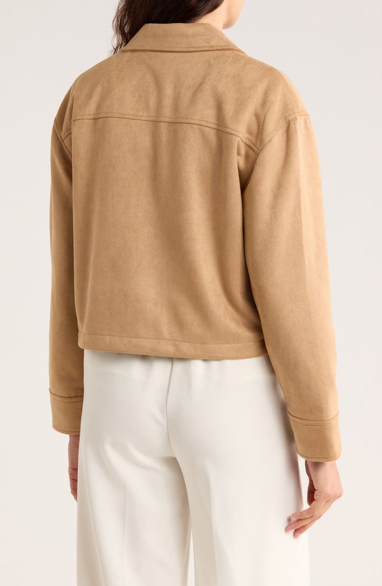 Ellen Tracy Crop Faux Suede Jacket, Alternate, color, Beige