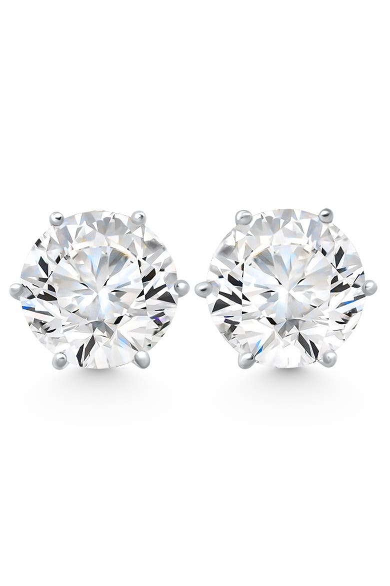 2Ct tw Sylvie Round Thin & Delicate Diamond Studs 14k Gold Lab Grown, Main, color, 14k White Gold