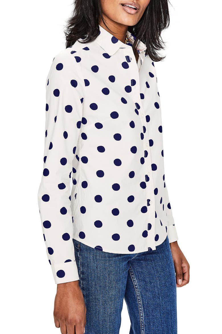 Print Shirt, Main, color, IVORY/ NAVY SPOT