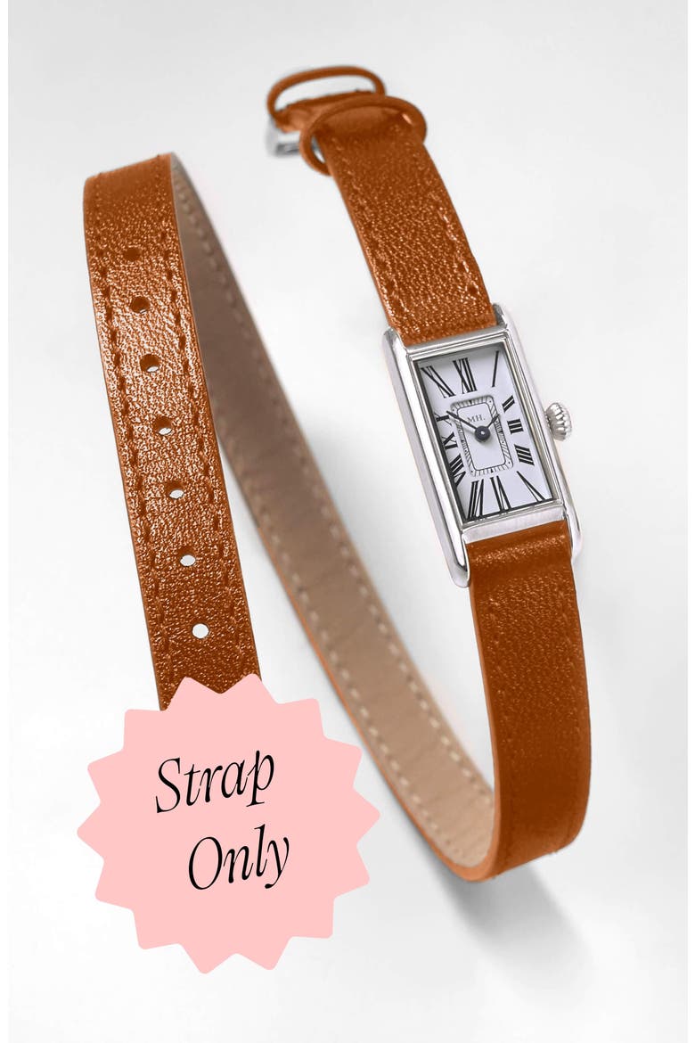 The Kimsey "Double Wrap" Calfskin Leather Watch Strap Only, Main, color, Tan Strap - Silver Buckle
