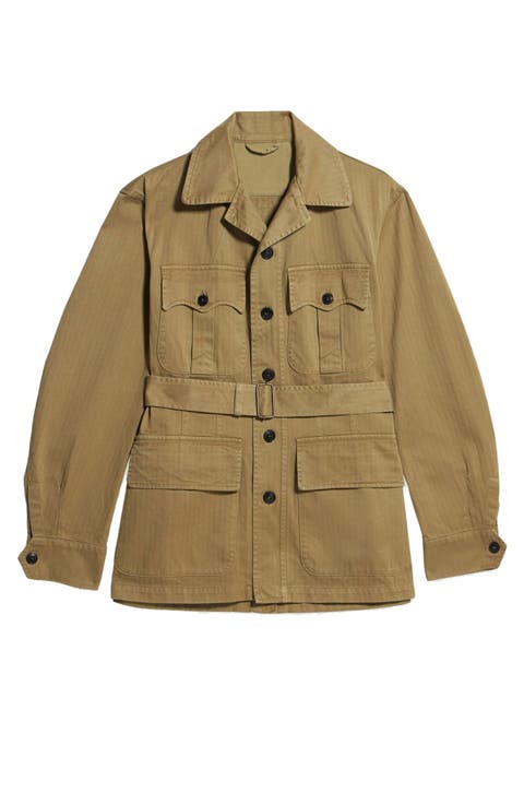 Clint Herringbone Cotton Sahariana Jacket