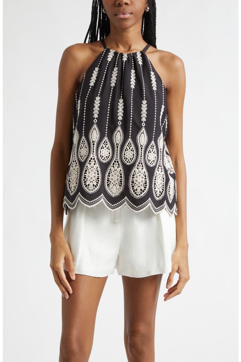 Selina Embroidered Top, Main, color, BLACK LACE