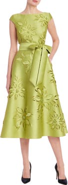 Badgley Mischka Collection Laser-Cut Floral Fit & Flare Cocktail Dress