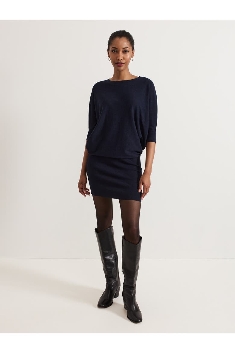 Becca Batwing Knitted Dress, Alternate, color, Navy