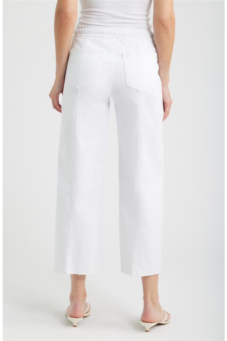 Braided Waistband High Waist Wide Leg Jeans, Alternate, color, WHITE