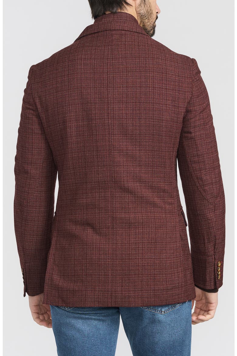 Burgundy Plaid Stretch Wool Hybrid Sport Coat with Removable Bib, Alternate, color, BURGUNDY
