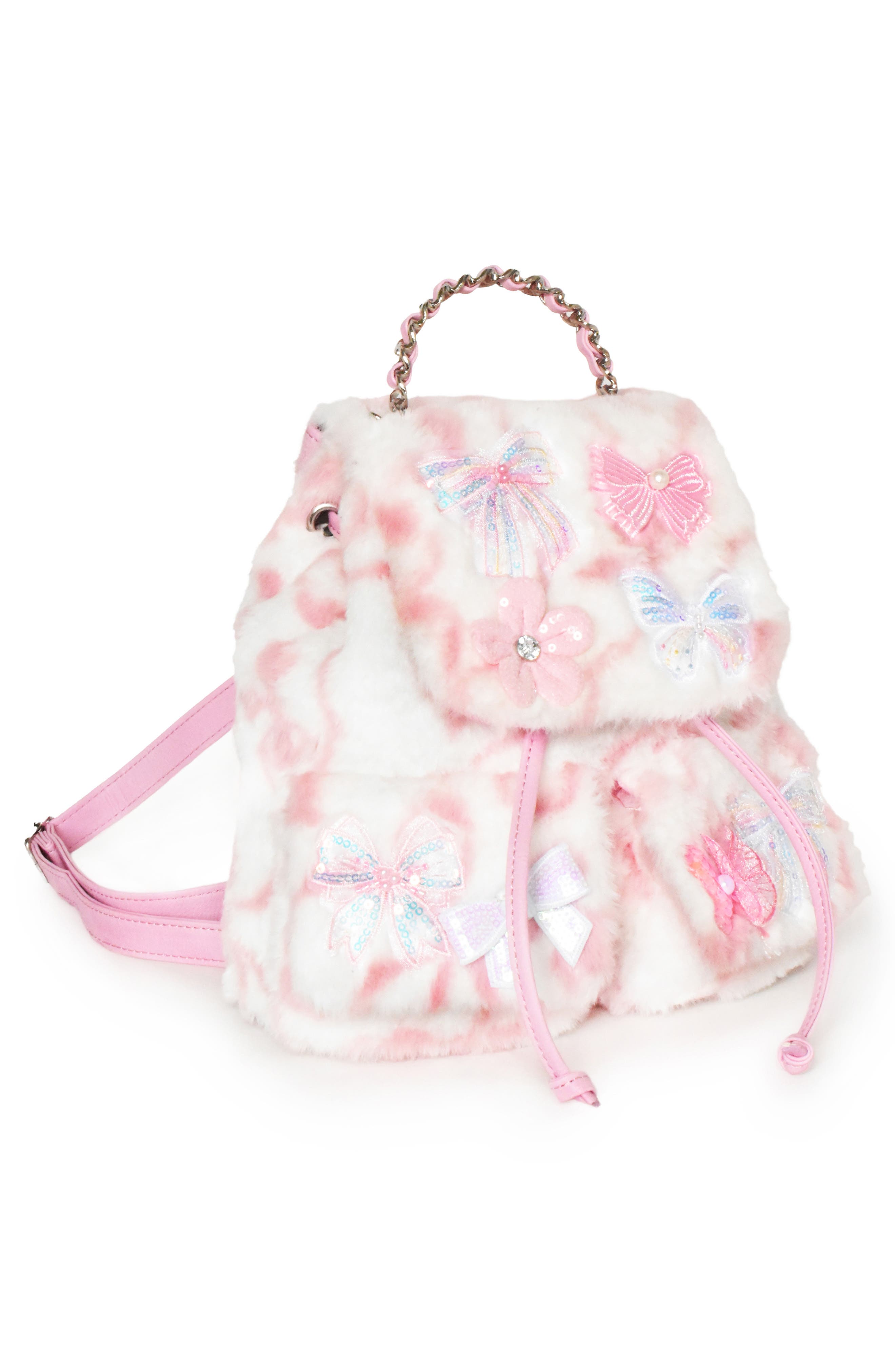 Kids' Bow Faux Fur Flap Mini Backpack, Alternate, color, MULTI COLORS