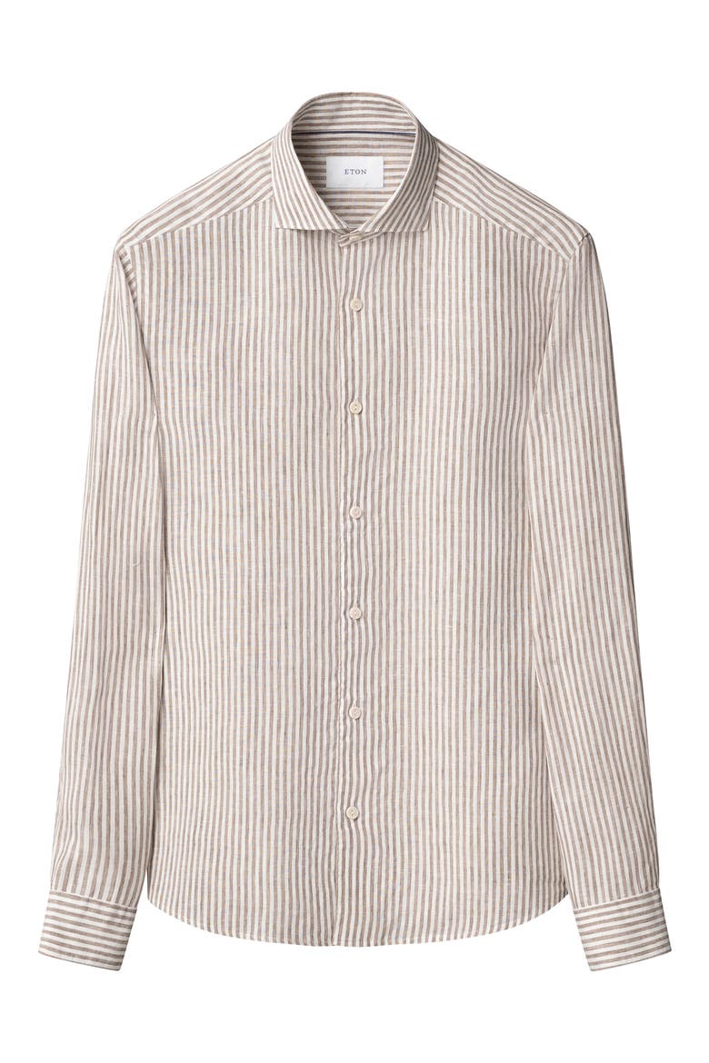 Regular Fit Bengal Stripe Linen Dress Shirt, Alternate, color, LIGHT BEIGE