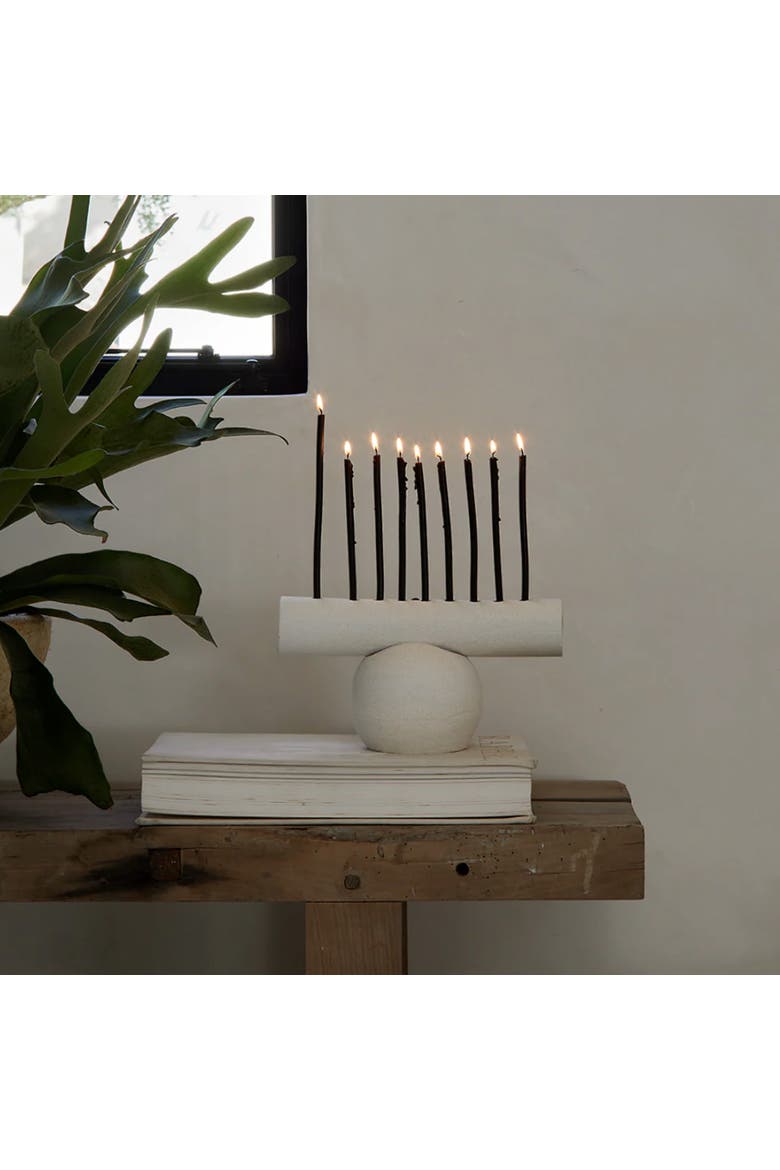 Goldie Menorah, Alternate, color, Raw Blanc