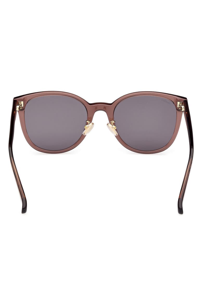 55mm Round Sunglasses, Alternate, color, SHINY DARK BROWN / SMOKE