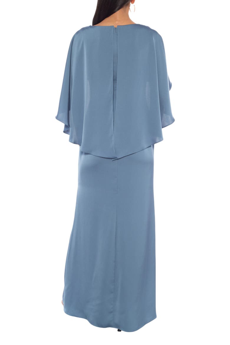 Satin Capelet Gown, Alternate, color, SLATE