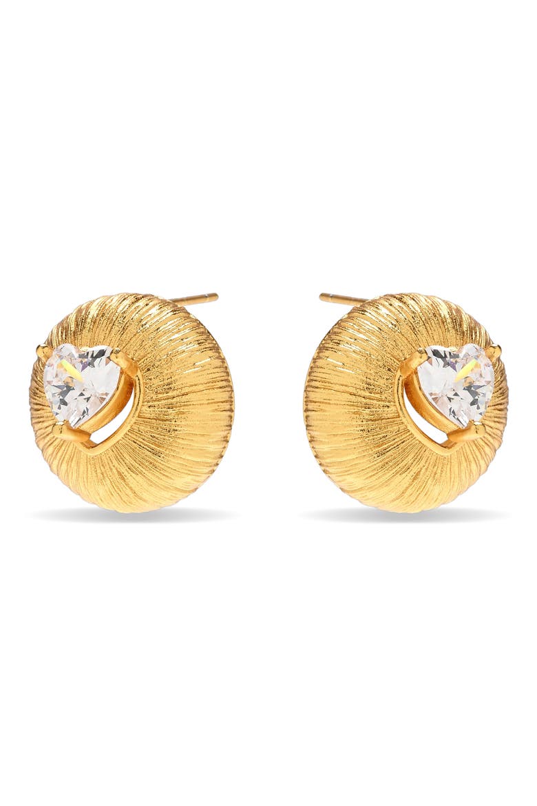Natalie Heart Stud Earrings, Alternate, color, GOLD