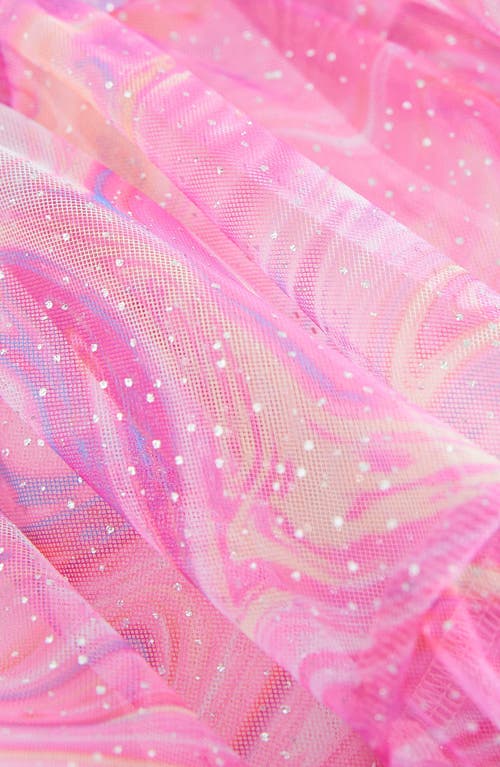 Next Kids' Rainbow Swirl Mesh Tiered Dress In Pink