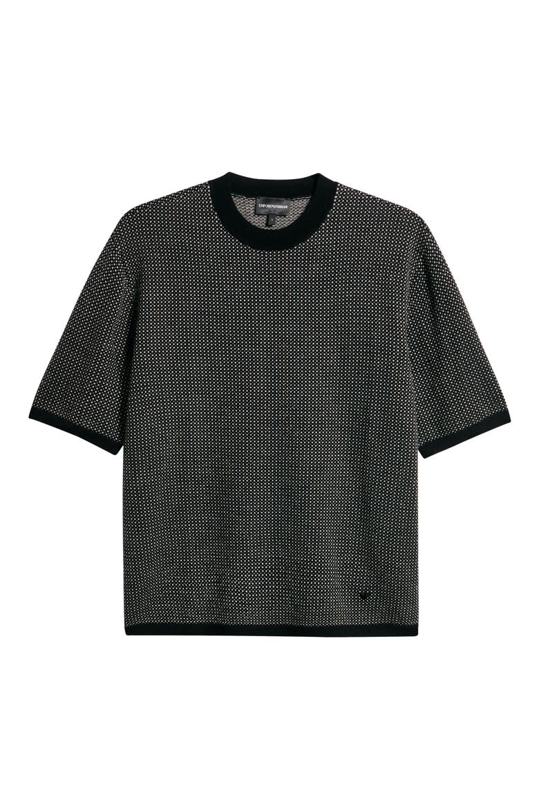 Short Sleeve Virgin Wool Sweater, Alternate, color, BLACK