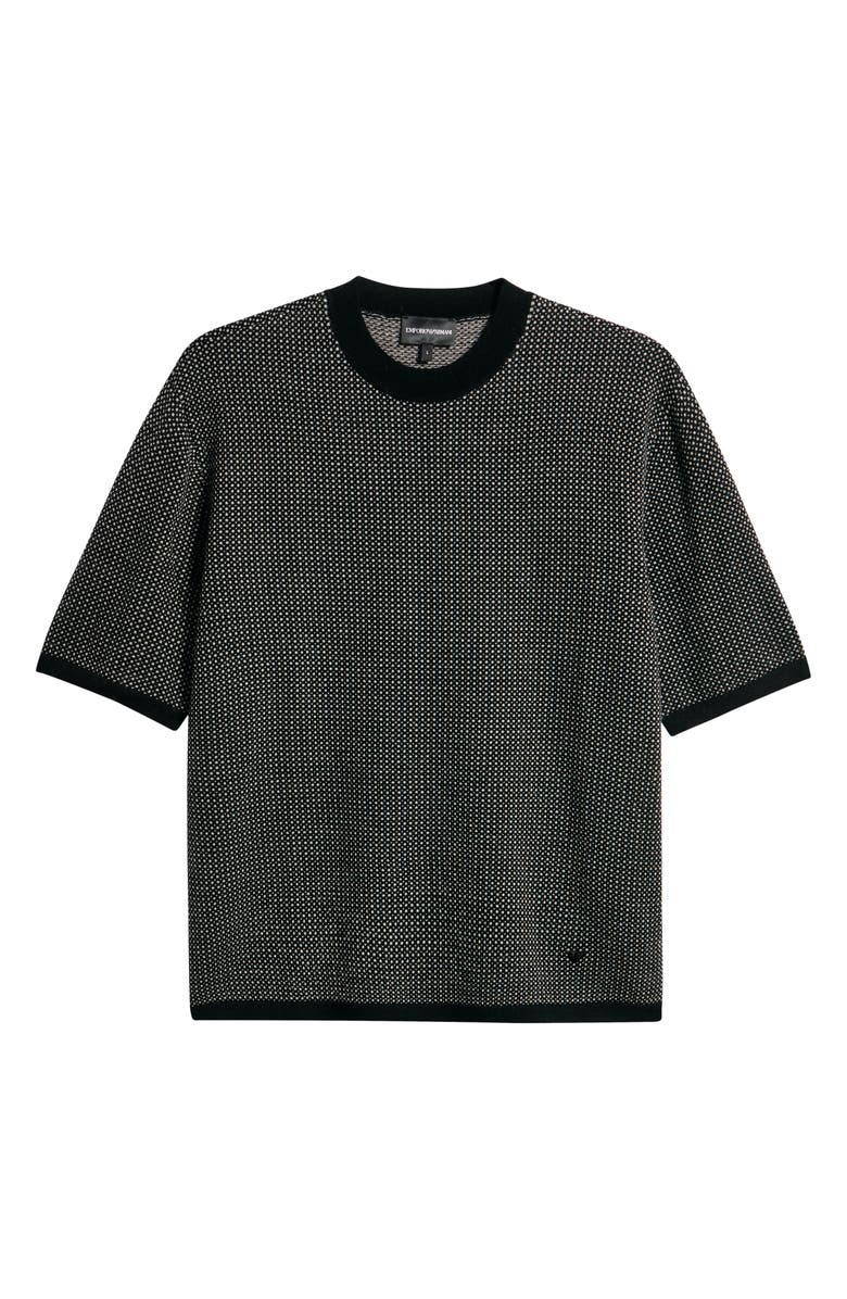 Emporio Armani Short Sleeve Virgin Wool Sweater, Alternate, color, Black