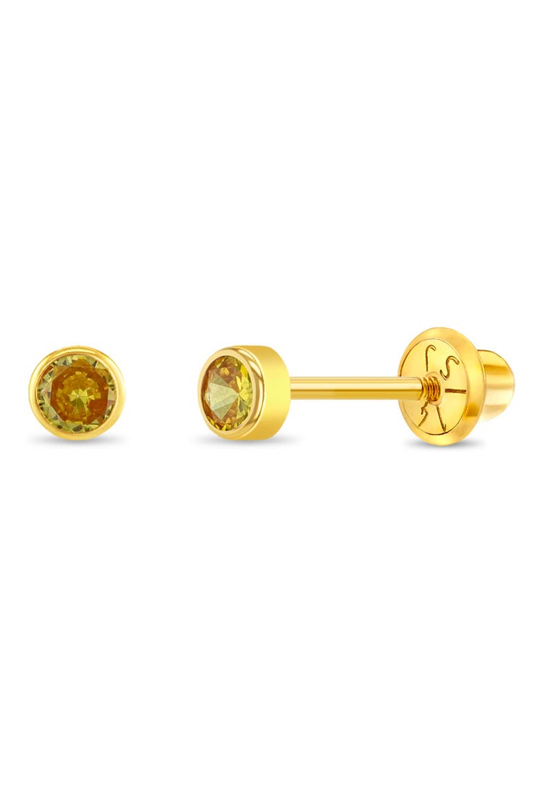 14k Tiny Cubic Zirconia Birthstone Earrings, Main, color, November