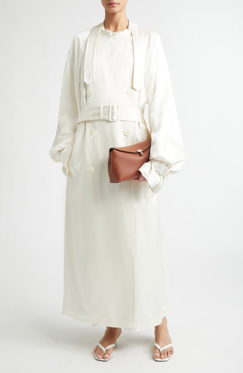 TOTEME Satin Trench Coat, Alternate, color, Off-White