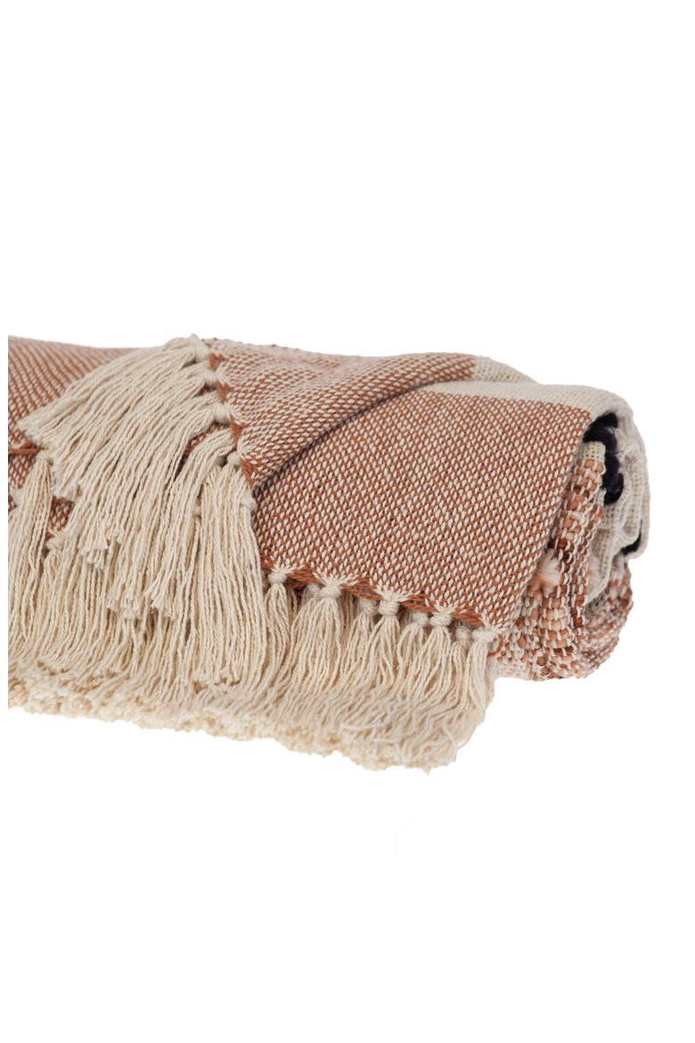 Inca Fringe Throw Blanket, Alternate, color, BROWN