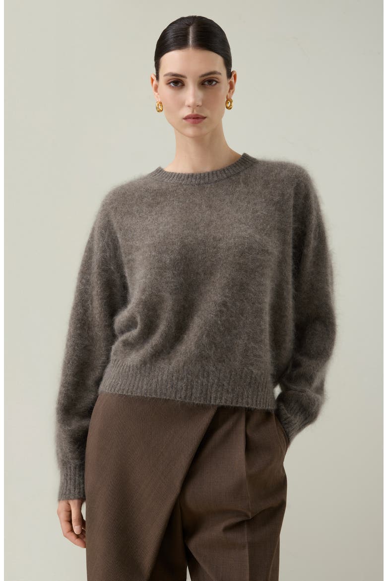 Brushed Two-Tone Seamless Cashmere Sweater, Alternate, color, Truffle