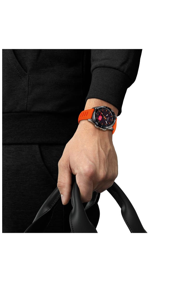 T-Touch Connect Sport Solar Smart Silicone Strap Watch, 42mm, Alternate, color, ORANGE