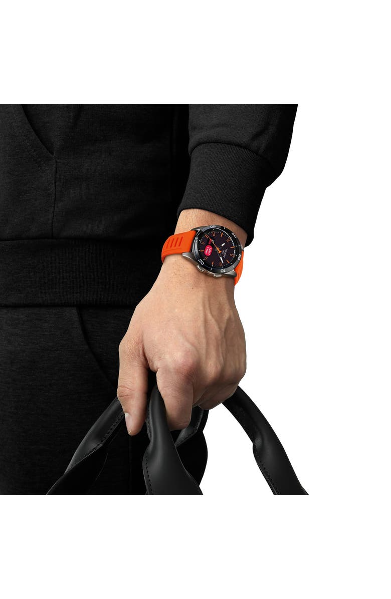 Tissot T-Touch Connect Sport Solar Smart Silicone Strap Watch, 42mm, Alternate, color, Orange