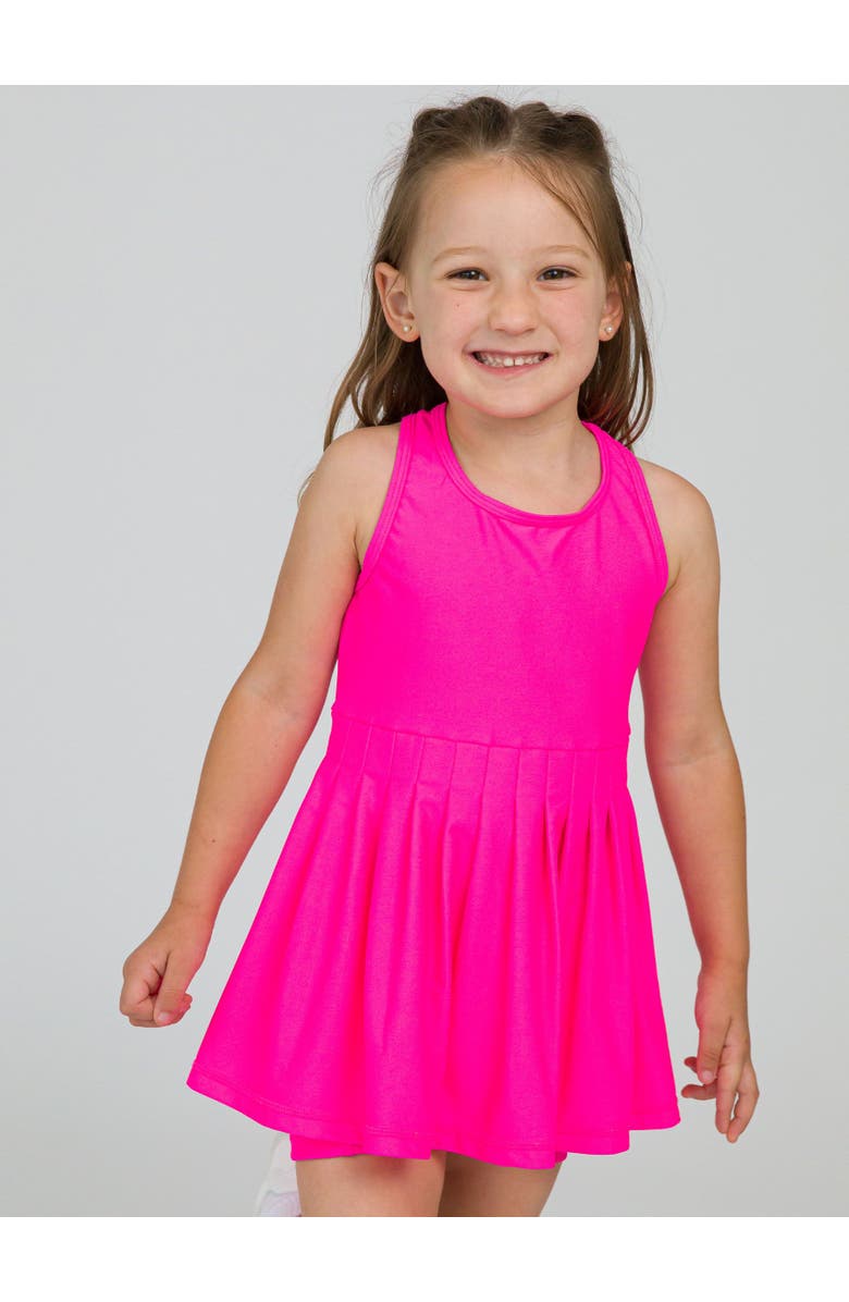 RuffleButts Toddler Girls UPF50+ Active Dress & Bike Short Set, Alternate, color, Neon Magenta