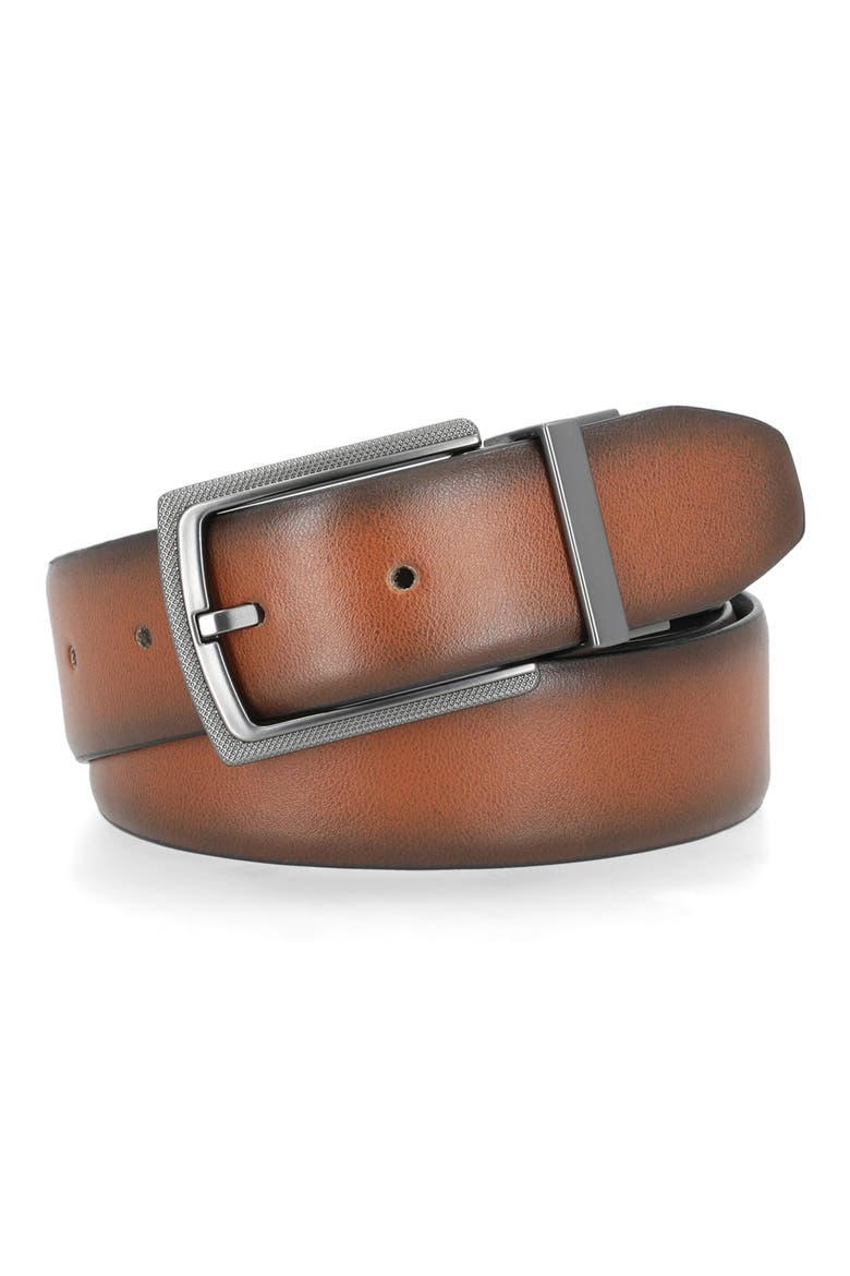 Textured Buckle Reversible Belt, Alternate, color, BLACK/ COGNAC