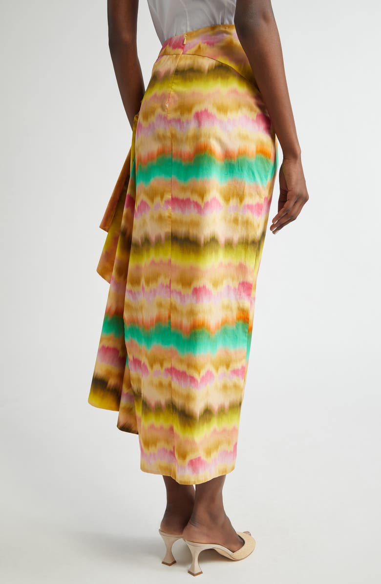 Lela Rose Sunset Ruffle Detail Cotton Poplin Pencil Skirt, Alternate, color, Yellow Multi