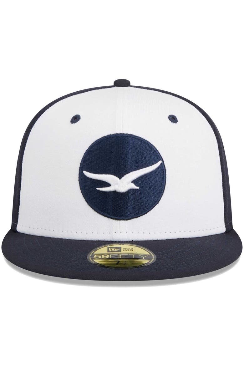 Men's New Era White Pensacola Blue Wahoos Theme Nights Pensacola Seagulls  59FIFTY Fitted Hat, Alternate, color, White
