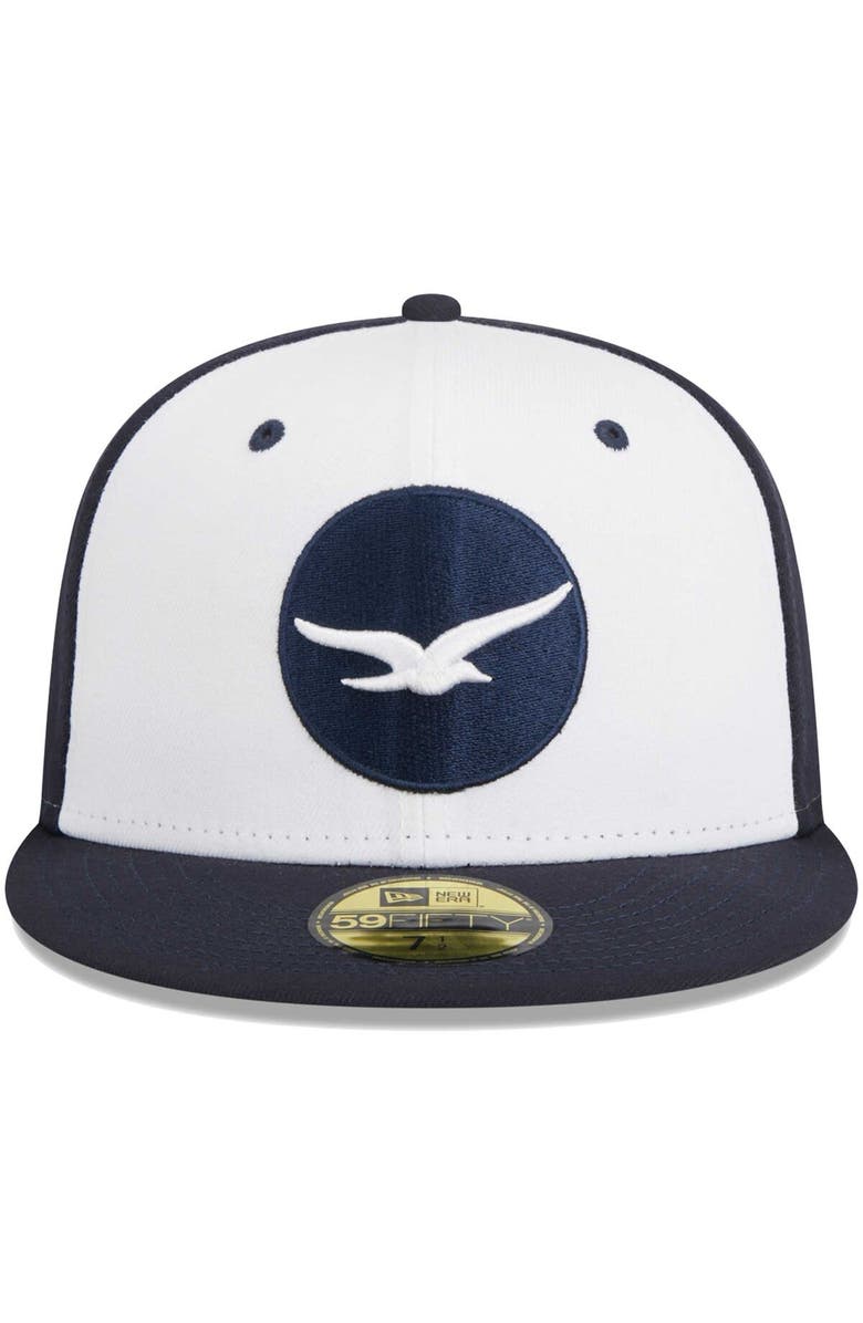 New Era Men's New Era White Pensacola Blue Wahoos Theme Nights Pensacola Seagulls  59FIFTY Fitted Hat, Alternate, color, White