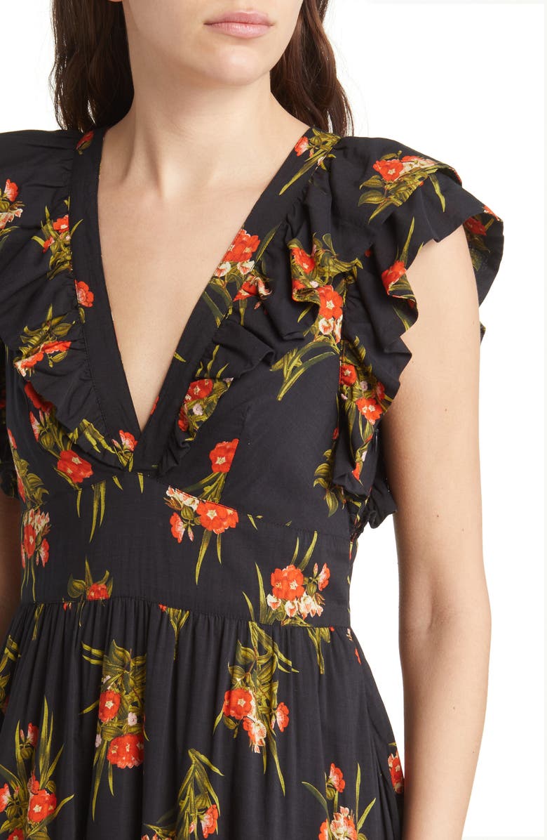 Chelsea28 Floral Ruffle Sleeve Organic Cotton Blend Dress, Alternate, color,