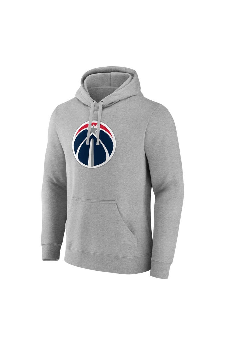FANATICS Men's Fanatics Branded  Heather Gray Washington Wizards Primary Logo Pullover Hoodie, Alternate, color, 