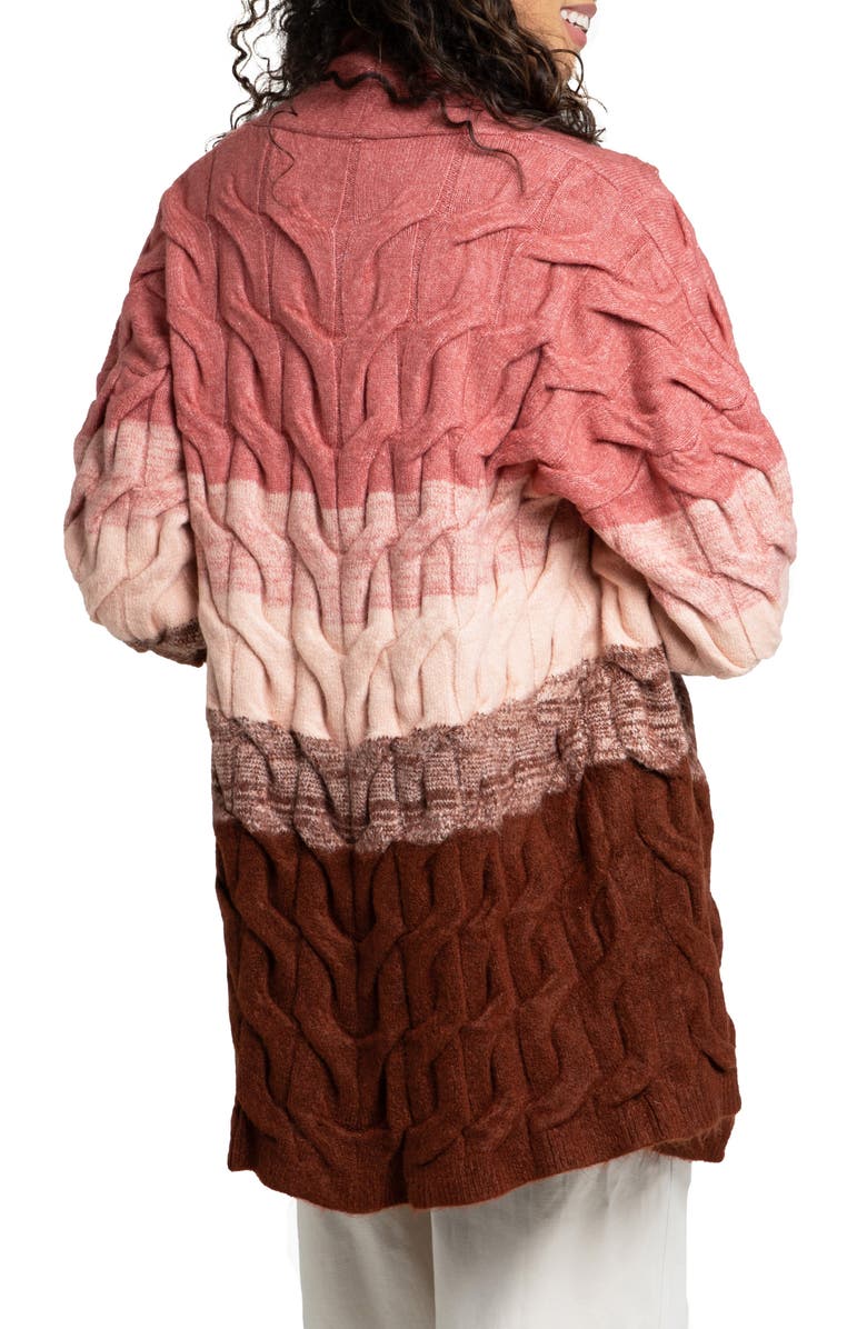 SAACHI Coloblock Cable Knit Cardigan, Alternate, color, Pink