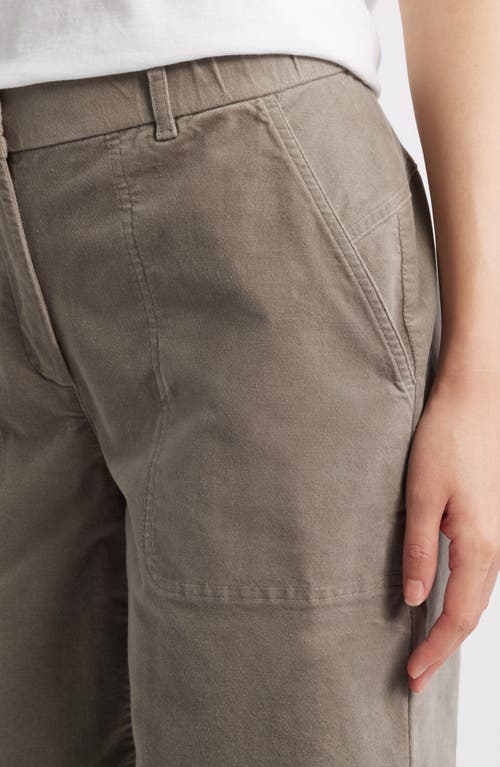 Eileen Fisher Barrel Leg Stretch Organic Cotton Ankle Pants In Gray