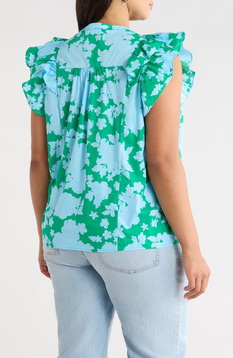 SUGARLIPS Riona Floral Sammi Cotton Button-Up Top, Alternate, color, Blue-Kelly