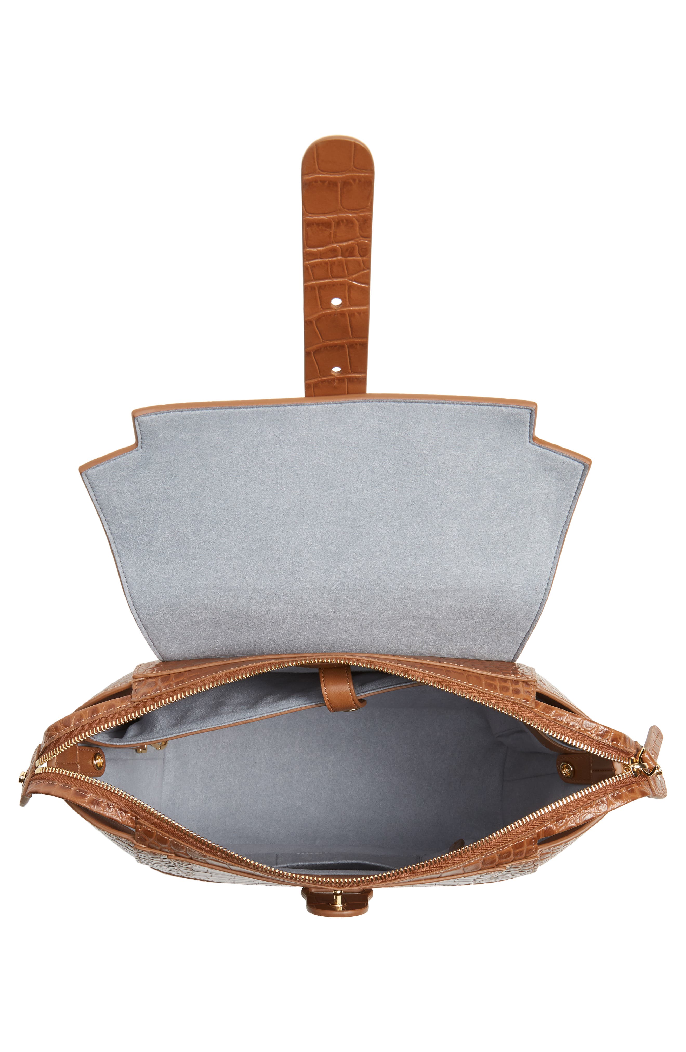 Midi Maestra Leather Satchel, Alternate, color, CHESTNUT