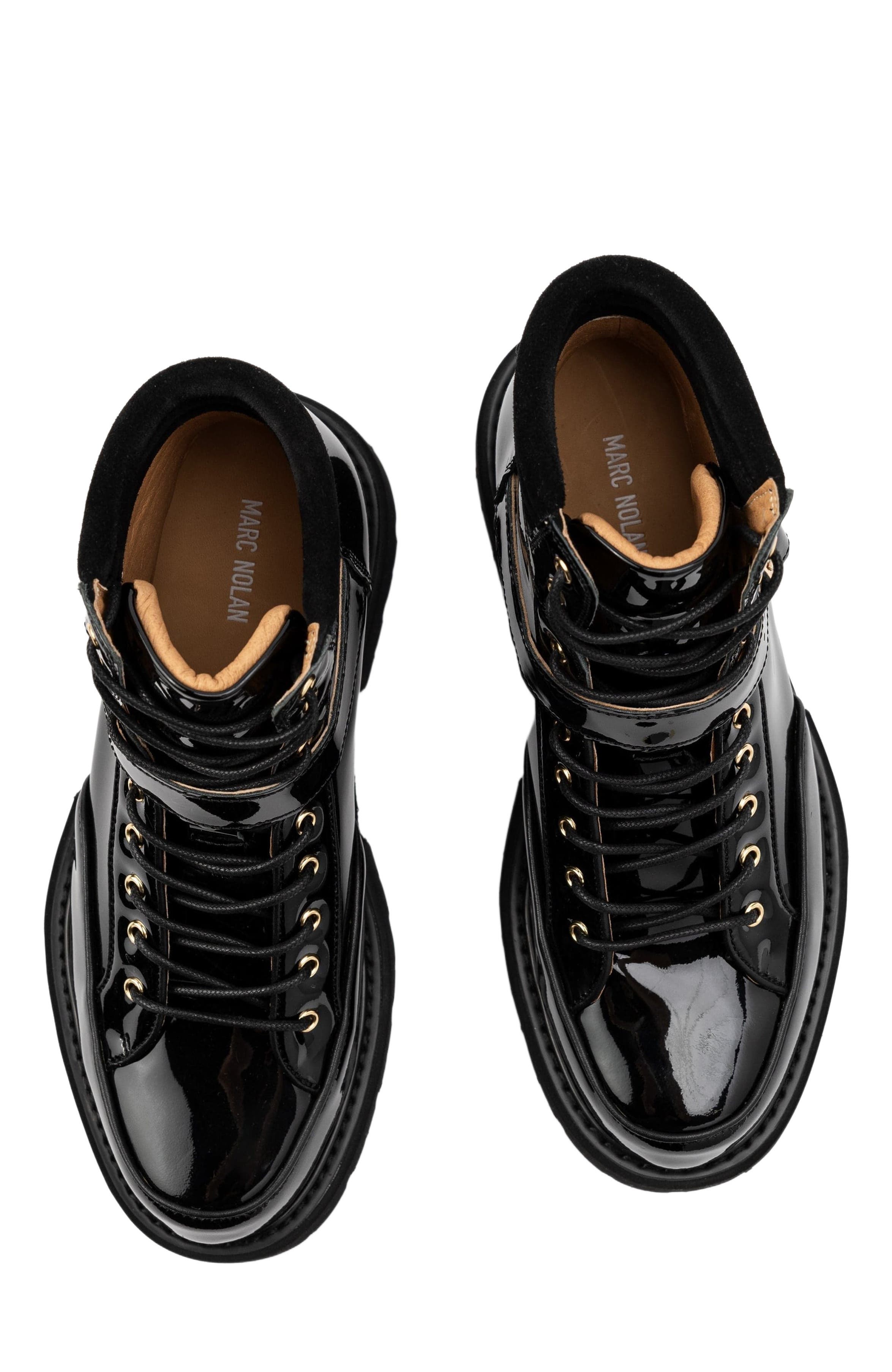 MARC NOLAN Ms. Atlas Leather Strap Boots, Alternate, color, Black Patent